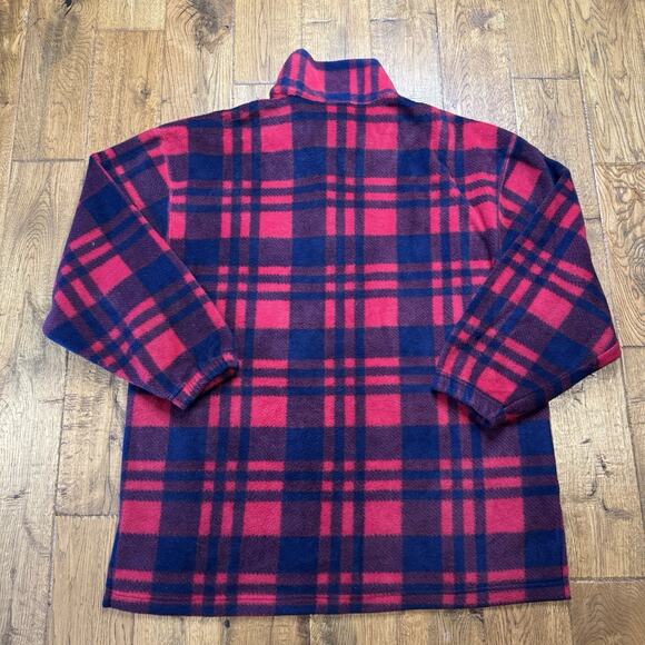 VTG Denim Closet Red & Black Buffalo Plaid Fleece Half Zip Sweater Womens Sz L - Picture 5 of 5